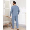 image:imageEkouaer Mens Long Sleeve TShirt Pajama Set Soft 2 Piece Lounge SetGrey Blue