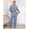 image:imageEkouaer Mens Long Sleeve TShirt Pajama Set Soft 2 Piece Lounge SetGrey Blue
