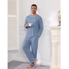 image:imageEkouaer Mens Long Sleeve TShirt Pajama Set Soft 2 Piece Lounge SetGrey Blue