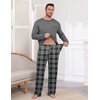 image:imageEkouaer Mens Long Sleeve TShirt Pajama Set Soft 2 Piece Lounge SetGrey Plaid
