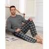image:imageEkouaer Mens Long Sleeve TShirt Pajama Set Soft 2 Piece Lounge SetGrey Plaid