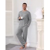 image:imageEkouaer Mens Long Sleeve TShirt Pajama Set Soft 2 Piece Lounge SetLight Grey