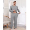 image:imageEkouaer Mens Long Sleeve TShirt Pajama Set Soft 2 Piece Lounge SetLight Grey