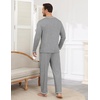 image:imageEkouaer Mens Long Sleeve TShirt Pajama Set Soft 2 Piece Lounge SetLight Grey