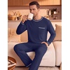 image:imageEkouaer Mens Long Sleeve TShirt Pajama Set Soft 2 Piece Lounge SetNavy
