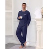 image:imageEkouaer Mens Long Sleeve TShirt Pajama Set Soft 2 Piece Lounge SetNavy