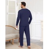 image:imageEkouaer Mens Long Sleeve TShirt Pajama Set Soft 2 Piece Lounge SetNavy