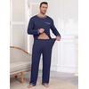 image:imageEkouaer Mens Long Sleeve TShirt Pajama Set Soft 2 Piece Lounge SetNavy