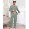 image:imageEkouaer Mens Long Sleeve TShirt Pajama Set Soft 2 Piece Lounge SetSage Green