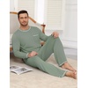 image:imageEkouaer Mens Long Sleeve TShirt Pajama Set Soft 2 Piece Lounge SetSage Green