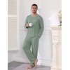 image:imageEkouaer Mens Long Sleeve TShirt Pajama Set Soft 2 Piece Lounge SetSage Green