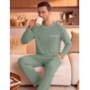 image:imageEkouaer Mens Long Sleeve TShirt Pajama Set Soft 2 Piece Lounge SetSage Green