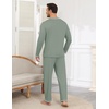 image:imageEkouaer Mens Long Sleeve TShirt Pajama Set Soft 2 Piece Lounge SetSage Green