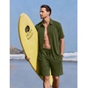 image:imageEkouaer Mens Pajama Sets Button Down Summer Pjs Hawaiian Lounge Set XSXXLArmy Green