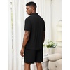 image:imageEkouaer Mens Pajama Sets Button Down Summer Pjs Hawaiian Lounge Set XSXXLBlack