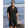 image:imageEkouaer Mens Pajama Sets Button Down Summer Pjs Hawaiian Lounge Set XSXXLBlack