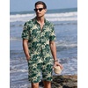 image:imageEkouaer Mens Pajama Sets Button Down Summer Pjs Hawaiian Lounge Set XSXXLCoconut Tree  Blue Green