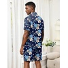 image:imageEkouaer Mens Pajama Sets Button Down Summer Pjs Hawaiian Lounge Set XSXXLHawaiian Flower Blue Leaves