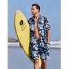image:imageEkouaer Mens Pajama Sets Button Down Summer Pjs Hawaiian Lounge Set XSXXLHawaiian Flower Blue Leaves