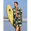 image:imageEkouaer Mens Pajama Sets Button Down Summer Pjs Hawaiian Lounge Set XSXXLHawaiian Flower Green  Blue Leaves