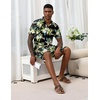 image:imageEkouaer Mens Pajama Sets Button Down Summer Pjs Hawaiian Lounge Set XSXXLHawaiian Flower Green  Blue Leaves