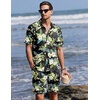 image:imageEkouaer Mens Pajama Sets Button Down Summer Pjs Hawaiian Lounge Set XSXXLHawaiian Flower Green  Blue Leaves