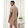image:imageEkouaer Mens Pajama Sets Button Down Summer Pjs Hawaiian Lounge Set XSXXLKhaki