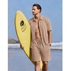 image:imageEkouaer Mens Pajama Sets Button Down Summer Pjs Hawaiian Lounge Set XSXXLKhaki