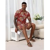 image:imageEkouaer Mens Pajama Sets Button Down Summer Pjs Hawaiian Lounge Set XSXXLRed Hawaiian Leaves