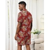image:imageEkouaer Mens Pajama Sets Button Down Summer Pjs Hawaiian Lounge Set XSXXLRed Hawaiian Leaves