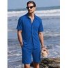 image:imageEkouaer Mens Pajama Sets Button Down Summer Pjs Hawaiian Lounge Set XSXXLRoyal Blue