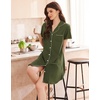 image:imageEkouaer Nightgowns for Women Button Down Sleep Shirt Short Sleeve SleepwearArmy Green