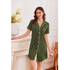 image:imageEkouaer Nightgowns for Women Button Down Sleep Shirt Short Sleeve SleepwearArmy Green