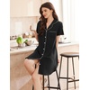 image:imageEkouaer Nightgowns for Women Button Down Sleep Shirt Short Sleeve SleepwearBlack