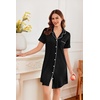 image:imageEkouaer Nightgowns for Women Button Down Sleep Shirt Short Sleeve SleepwearBlack