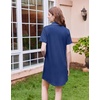 image:imageEkouaer Nightgowns for Women Button Down Sleep Shirt Short Sleeve SleepwearBlue