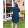 image:imageEkouaer Nightgowns for Women Button Down Sleep Shirt Short Sleeve SleepwearBlue Green