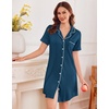 image:imageEkouaer Nightgowns for Women Button Down Sleep Shirt Short Sleeve SleepwearBlue Green