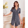 image:imageEkouaer Nightgowns for Women Button Down Sleep Shirt Short Sleeve SleepwearGrey