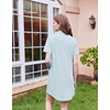 image:imageEkouaer Nightgowns for Women Button Down Sleep Shirt Short Sleeve SleepwearLight Blue