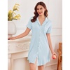 image:imageEkouaer Nightgowns for Women Button Down Sleep Shirt Short Sleeve SleepwearLight Blue