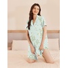 image:imageEkouaer Nightgowns for Women Button Down Sleep Shirt Short Sleeve SleepwearLight Green Floral