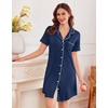 image:imageEkouaer Nightgowns for Women Button Down Sleep Shirt Short Sleeve SleepwearNavy Blue