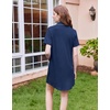 image:imageEkouaer Nightgowns for Women Button Down Sleep Shirt Short Sleeve SleepwearNavy Blue
