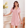 image:imageEkouaer Nightgowns for Women Button Down Sleep Shirt Short Sleeve SleepwearPale Pink