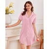 image:imageEkouaer Nightgowns for Women Button Down Sleep Shirt Short Sleeve SleepwearPink