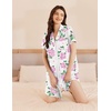 image:imageEkouaer Nightgowns for Women Button Down Sleep Shirt Short Sleeve SleepwearPink Flower
