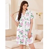 image:imageEkouaer Nightgowns for Women Button Down Sleep Shirt Short Sleeve SleepwearPink Flower