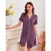 image:imageEkouaer Nightgowns for Women Button Down Sleep Shirt Short Sleeve SleepwearPruple