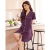 image:imageEkouaer Nightgowns for Women Button Down Sleep Shirt Short Sleeve SleepwearPruple